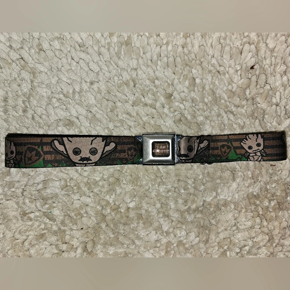 EUC Buckle Down Groot Themed Seatbelt Belt Adjustable Up To 46
